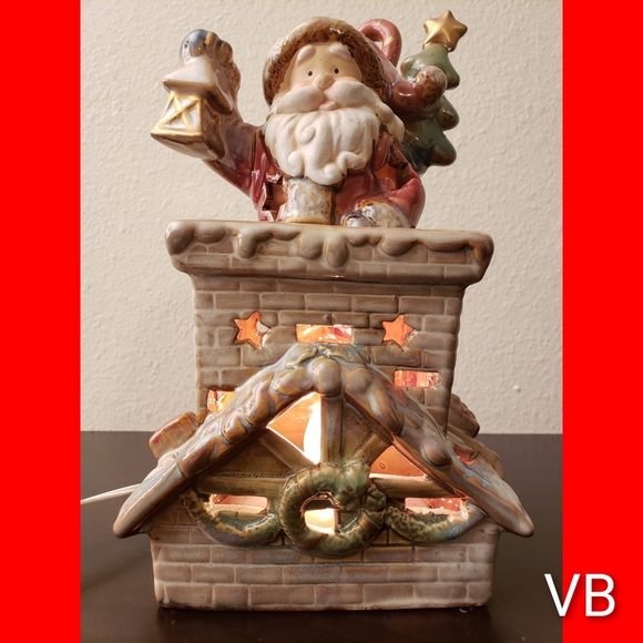 Santa Clause Ceramic Night Light Christmas Decor.